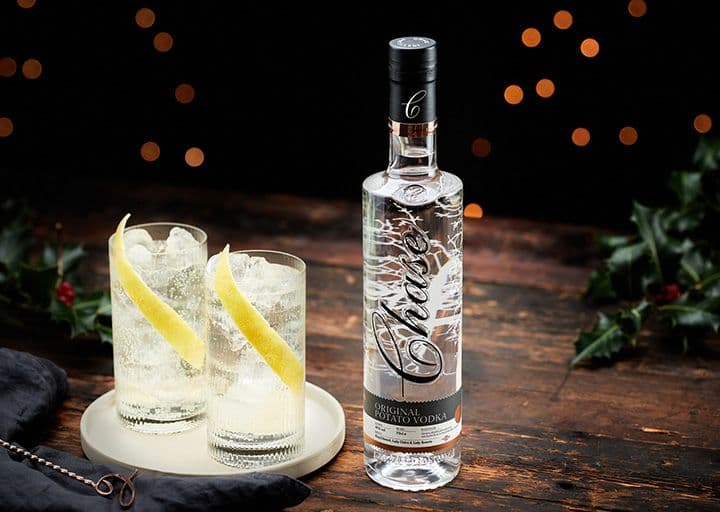 Chase Vodka bottle with highball glass