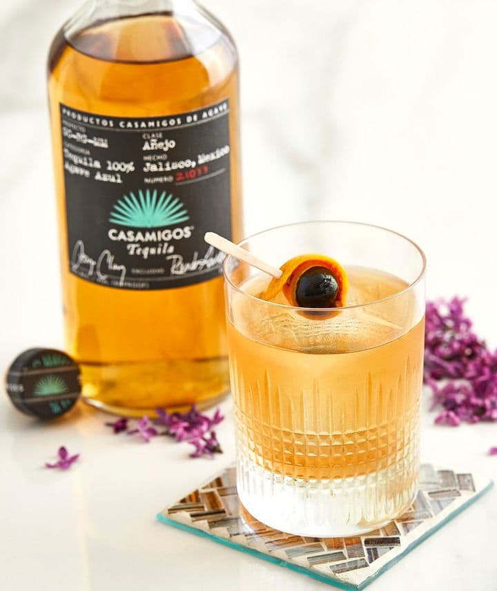 casamigos anejo on the rocks with bottle