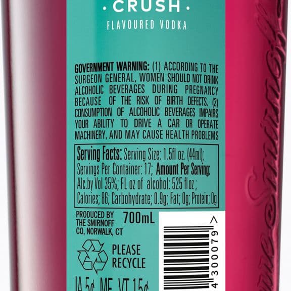 Smirnoff Hero Bottle Raspberry Crush 125 Back-2 No Front Labelportrait 